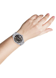 Womens Rolex Datejust Watch 16200 | 36Mm | Custom Dark Brown Roman Numeral Dial | Jubilee Band