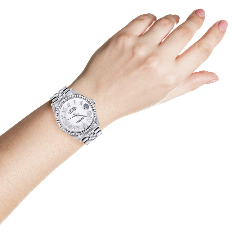 Womens Rolex Datejust Watch 16200 | 36Mm | White Roman Numeral Dial | Jubilee Band