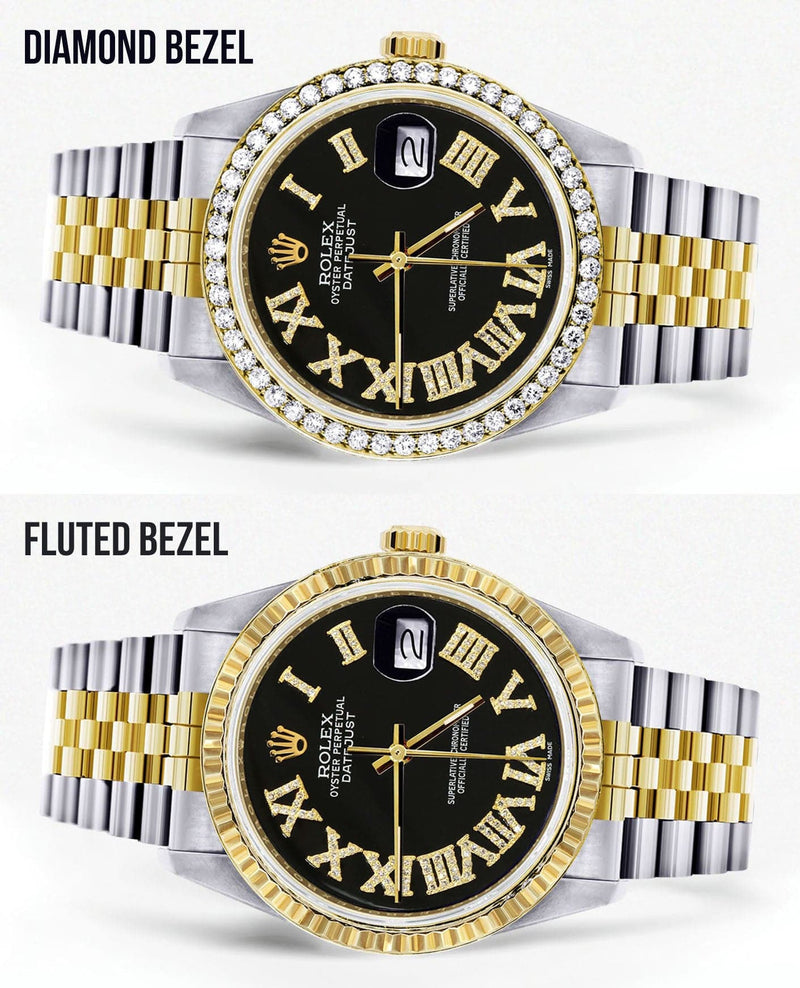 Gold & Steel Rolex Datejust Watch 16233 for Men | 36Mm | Black Roman Dial | Jubilee Band
