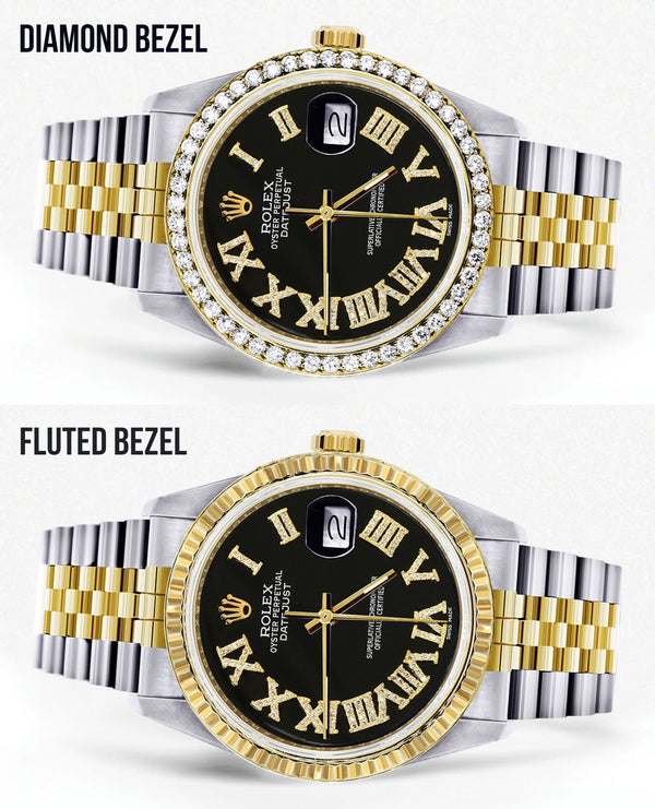 Womens Rolex Datejust Watch 16233 | 36Mm | Black Roman Dial | Jubilee Band