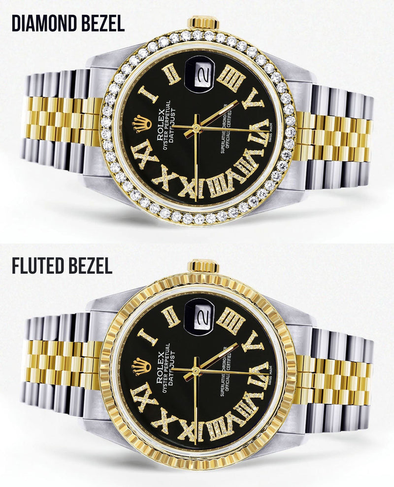 Womens Rolex Datejust Watch 16233 | 36Mm | Black Roman Dial | Jubilee Band