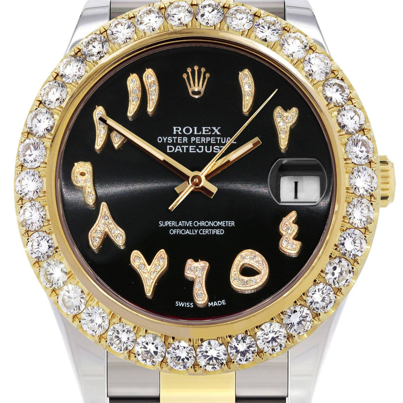 Rolex Datejust II Watch | 41 MM | 18K Yellow Gold & Stainless Steel | Custom Black Arabic Dial | Oyster Band