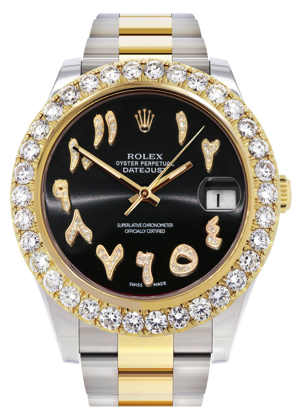 Rolex Datejust II Watch | 41 MM | 18K Yellow Gold & Stainless Steel | Custom Black Arabic Dial | Oyster Band