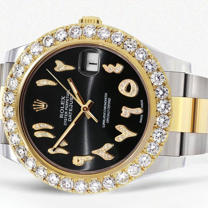 Rolex Datejust II Watch | 41 MM | 18K Yellow Gold & Stainless Steel | Custom Black Arabic Dial | Oyster Band