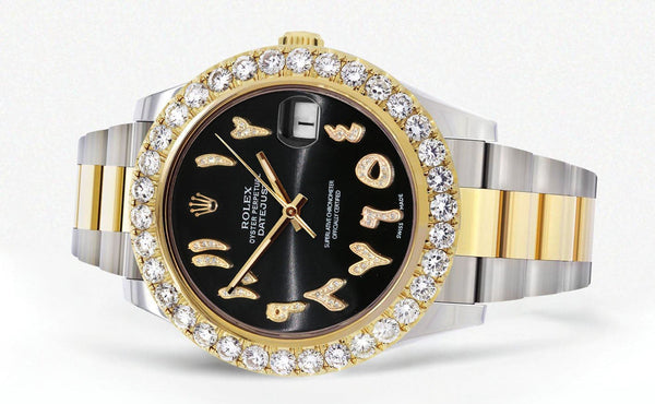 Rolex Datejust II Watch | 41 MM | 18K Yellow Gold & Stainless Steel | Custom Black Arabic Dial | Oyster Band