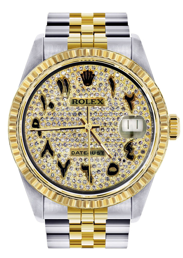 Mens Rolex Datejust Watch | 16233 | 36Mm | Diamond Gold Arabic Numeral | Jubilee Band