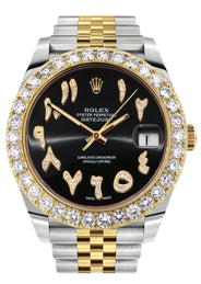 Rolex Datejust 41 Watch | 41 MM | 18K Yellow Gold & Stainless Steel | Custom Black Arabic Dial | Jubilee Band