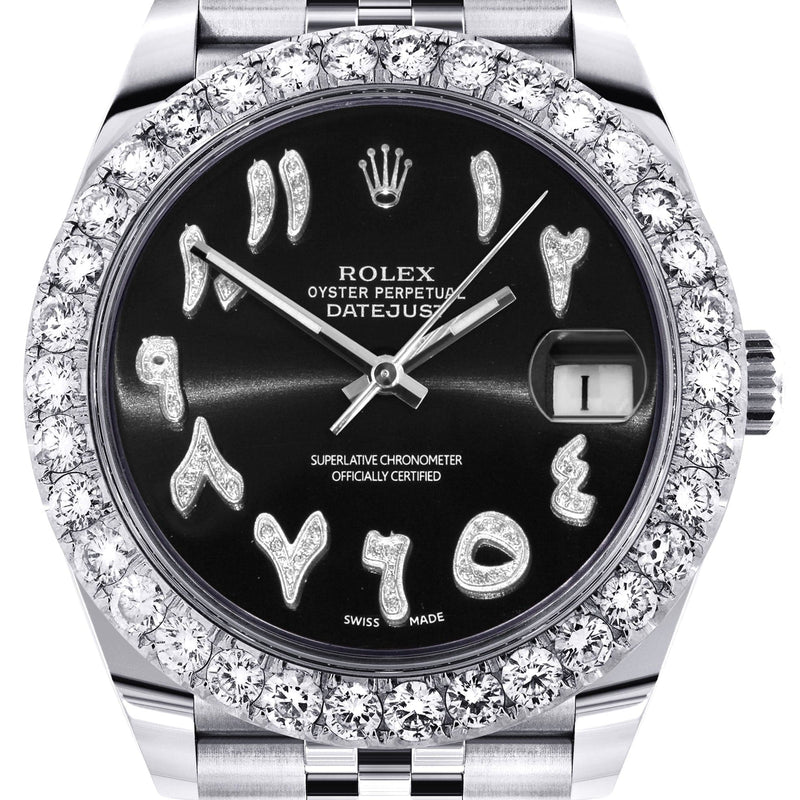 Rolex Datejust 41 Watch | 41 MM | Custom Black Arabic Diamond Dial | Jubilee Band