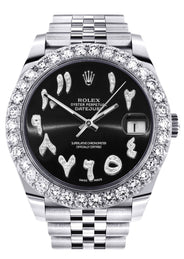 Rolex Datejust 41 Watch | 41 MM | Custom Black Arabic Diamond Dial | Jubilee Band