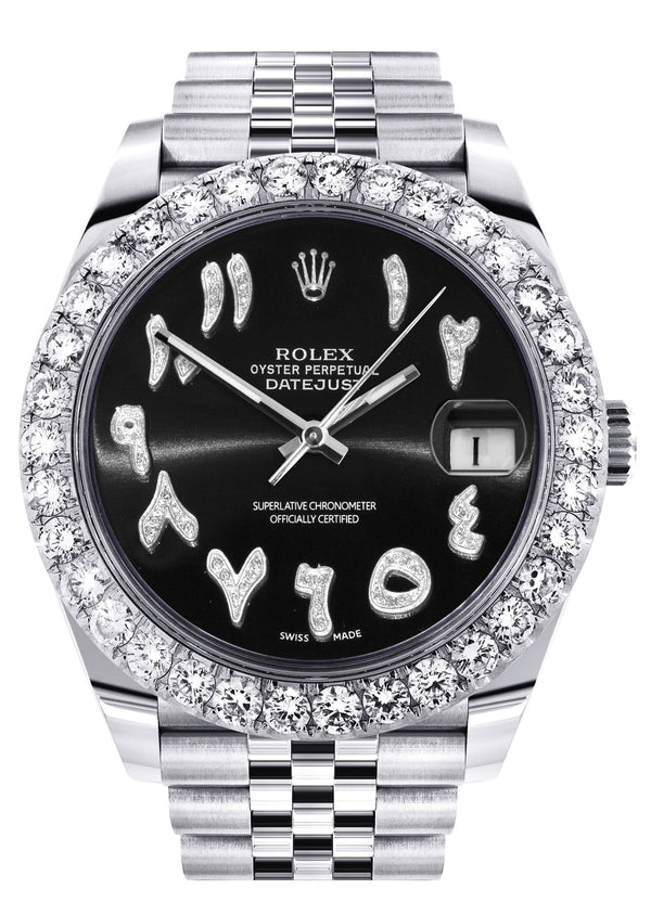 Rolex Datejust 41 Watch | 41 MM | Custom Black Arabic Diamond Dial | Jubilee Band