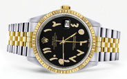Womens Rolex Datejust Watch 16233 Two Tone | 36Mm | Black Arabic Dial | Fluted Bezel | Jubilee Band