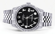 Mens Rolex Datejust Watch 16200 | Fluted Bezel | 36Mm | Black Arabic Dial | Jubilee Band
