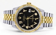 Mens Rolex Datejust Watch 16233 Two Tone | Fluted Bezel | 36Mm | Black Arabic Dial | Jubilee Band