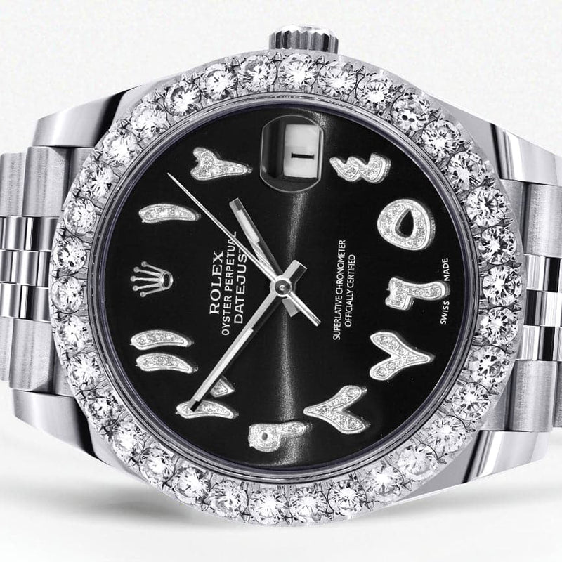 Rolex Datejust 41 Watch | 41 MM | Custom Black Arabic Diamond Dial | Jubilee Band