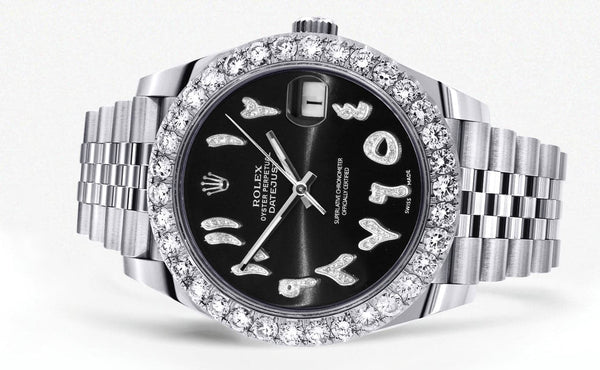 Rolex Datejust 41 Watch | 41 MM | Custom Black Arabic Diamond Dial | Jubilee Band