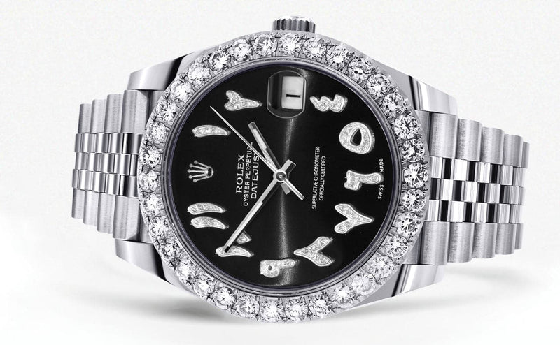 Rolex Datejust 41 Watch | 41 MM | Custom Black Arabic Diamond Dial | Jubilee Band