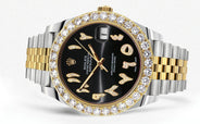 Rolex Datejust 41 Watch | 41 MM | 18K Yellow Gold & Stainless Steel | Custom Black Arabic Dial | Jubilee Band
