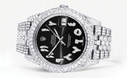 Womens Diamond Iced Out Rolex Datejust 41 | 25 Carats Of Diamonds | Custom Black Arabic Numeral Diamond Dial | Two Row | Jubilee Band
