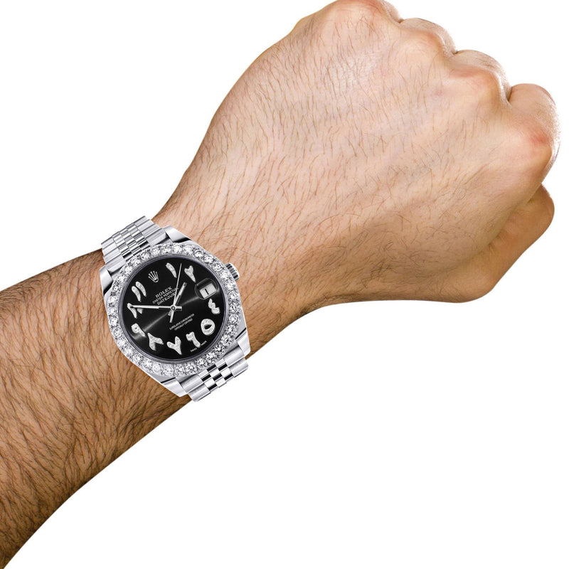 Rolex Datejust 41 Watch | 41 MM | Custom Black Arabic Diamond Dial | Jubilee Band