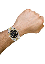 Rolex Datejust 41 Watch | 41 MM | 18K Yellow Gold & Stainless Steel | Custom Black Arabic Dial | Jubilee Band