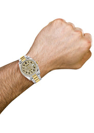 116233 | Diamond Gold Rolex Watch For Men | 36MM | Arabic Diamond Dial | Oyster Band