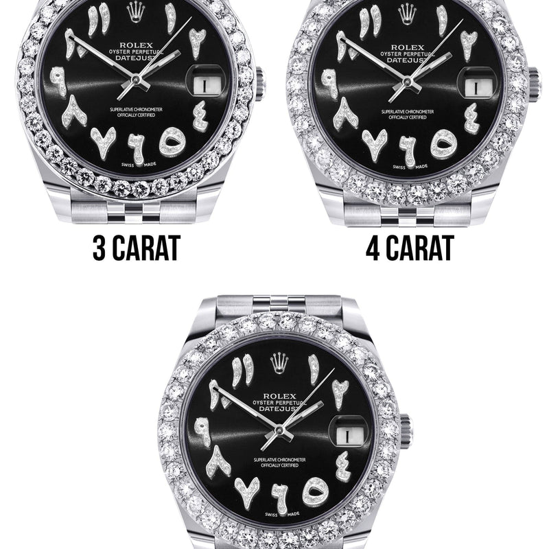 Rolex Datejust 41 Watch | 41 MM | Custom Black Arabic Diamond Dial | Jubilee Band