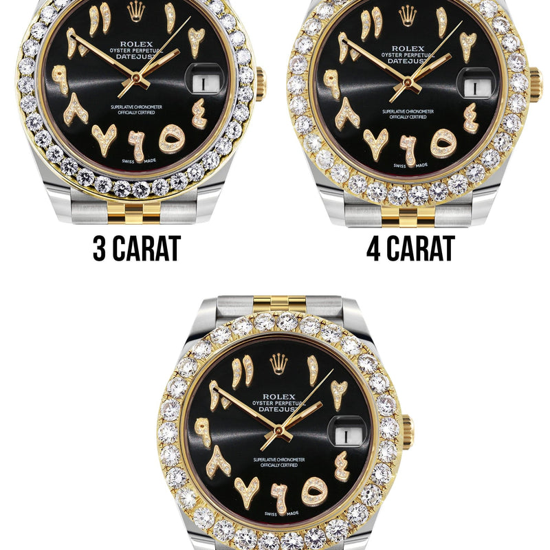 Rolex Datejust 41 Watch | 41 MM | 18K Yellow Gold & Stainless Steel | Custom Black Arabic Dial | Jubilee Band
