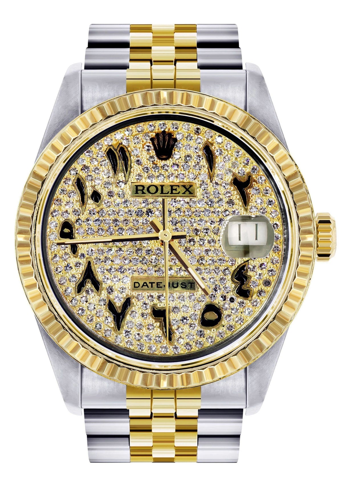Womens Rolex Datejust Watch | 16233 | 36Mm | Diamond Gold Arabic Numeral | Fluted Bezel | Jubilee Band
