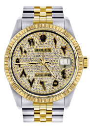 Womens Rolex Datejust Watch | 16233 | 36Mm | Diamond Gold Arabic Numeral | Fluted Bezel | Jubilee Band