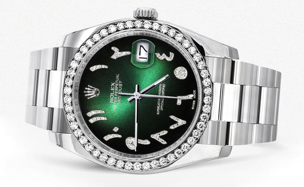 116200 | Rolex Datejust Watch | 36Mm | Green Black Arabic Dial | Oyster Band