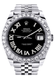 Rolex Datejust 41 Watch | 41 MM | Custom Black Roman Diamond Dial | Jubilee Band
