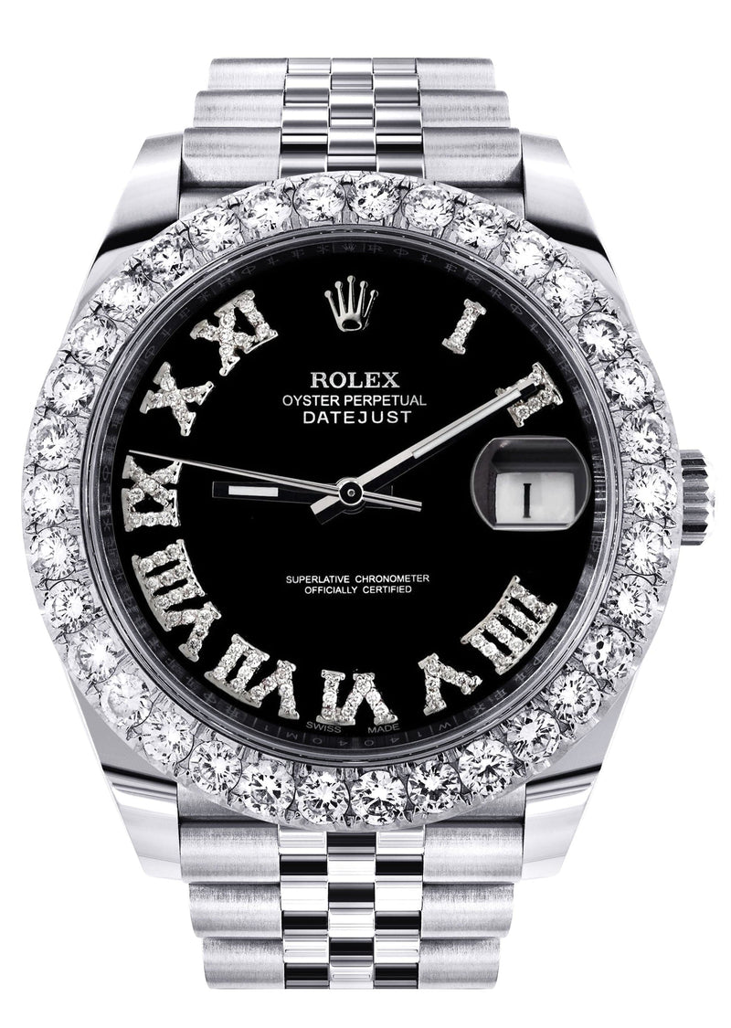 Rolex Datejust 41 Watch | 41 MM | Custom Black Roman Diamond Dial | Jubilee Band