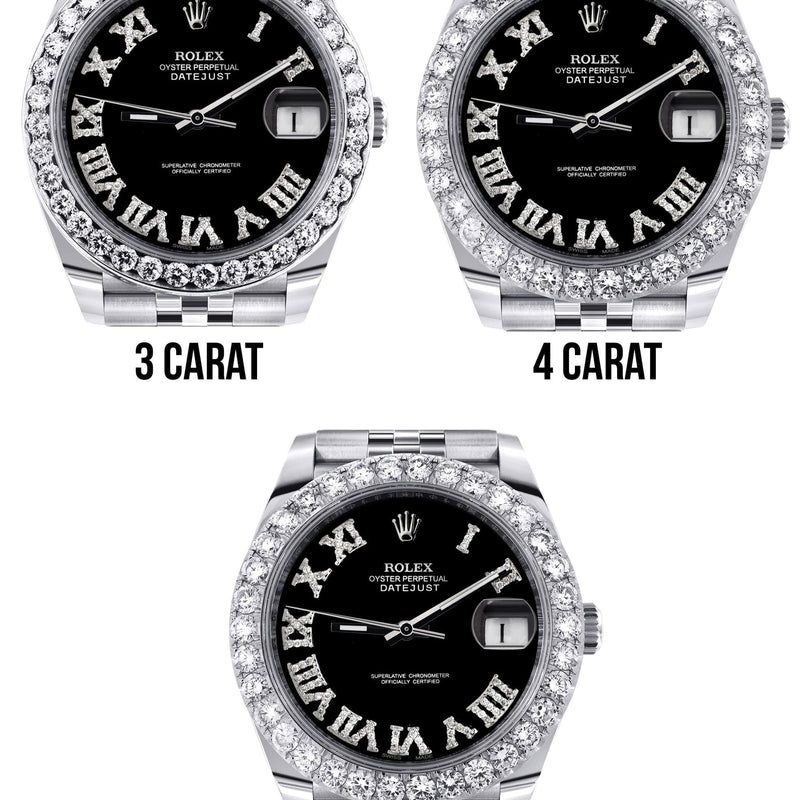 Rolex Datejust 41 Watch | 41 MM | Custom Black Roman Diamond Dial | Jubilee Band