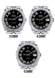Rolex Datejust 41 Watch | 41 MM | Custom Black Roman Diamond Dial | Jubilee Band