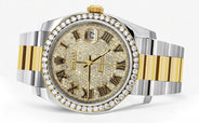 116233 | Diamond Gold Rolex Watch For Men | 36MM | Roman Diamond Dial | Oyster Band