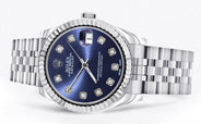 Diamond Rolex Watch | 68274 | Fluted Bezel | 31MM | Blue Diamond Dial | Jubilee Band