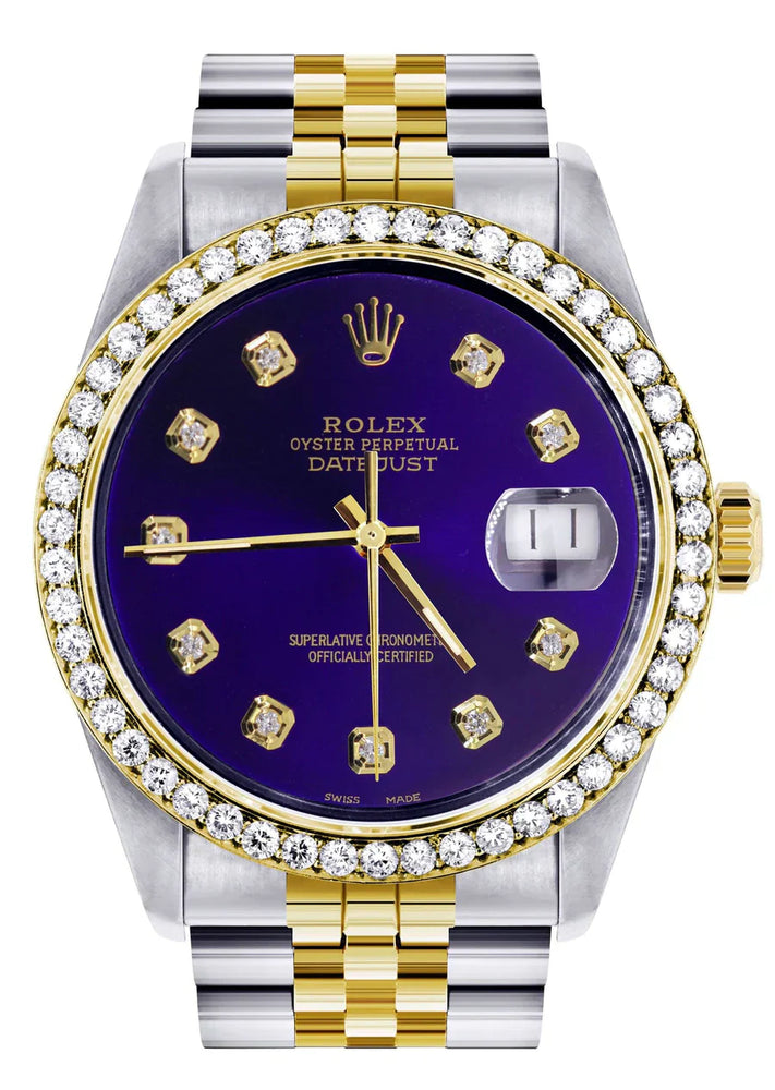 Rolex Datejust Watch 16013 for Men | 36MM | Diamond Royal Blue Dial  | Jubilee Band
