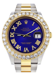 Rolex Datejust II Watch | 41 MM | 18K Yellow Gold & Stainless Steel | Custom Blue Roman Dial | Oyster Band