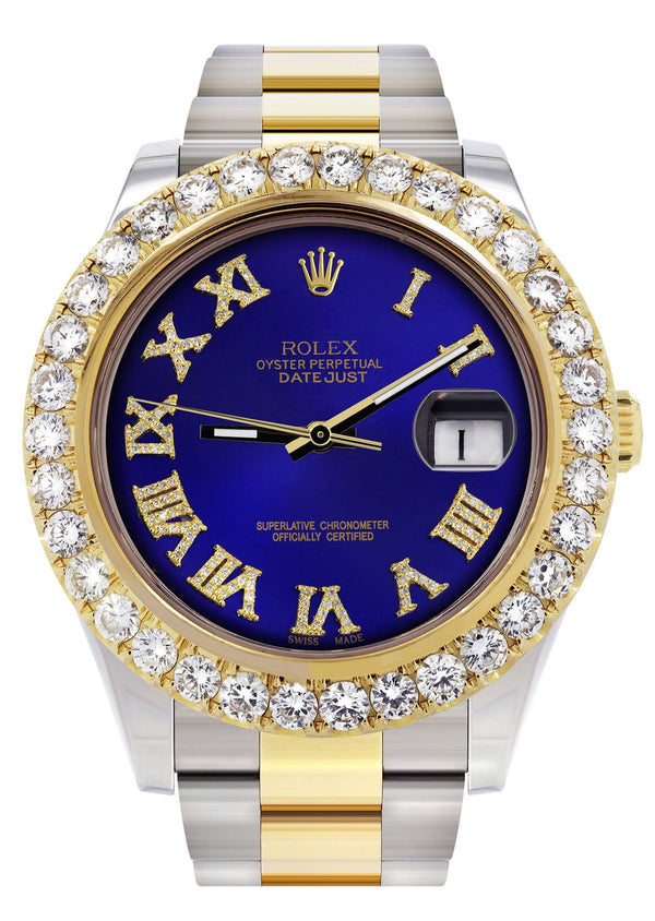 Rolex Datejust II Watch | 41 MM | 18K Yellow Gold & Stainless Steel | Custom Blue Roman Dial | Oyster Band