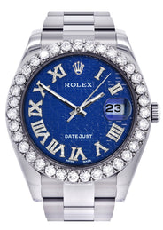 Rolex Datejust II Watch | 41 MM | Custom Blue Pattern Roman Dial | Oyster Band