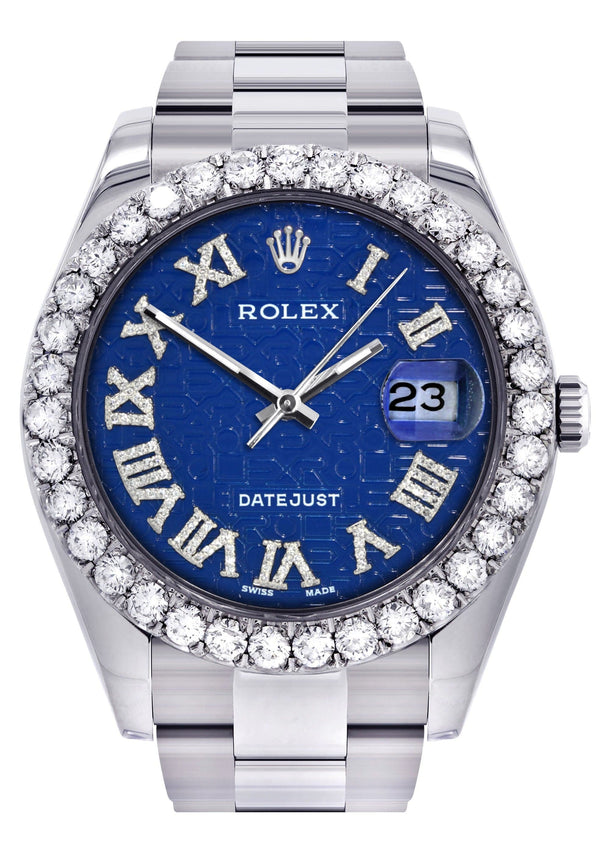 Rolex Datejust II Watch | 41 MM | Custom Blue Pattern Roman Dial | Oyster Band