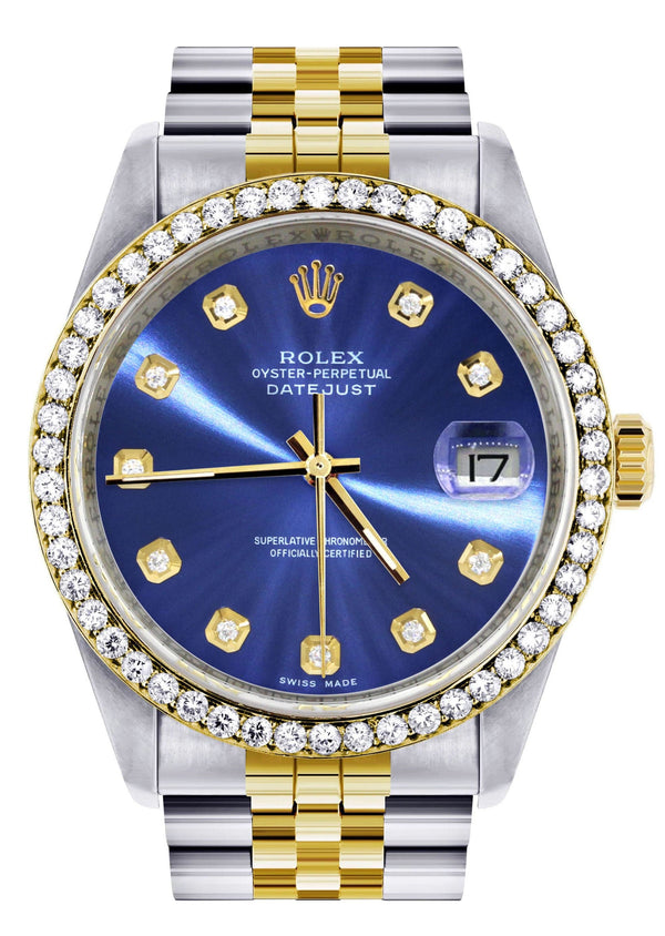 Gold Rolex Datejust Watch 16233 Two Tone for Men | 36Mm | Blue Dial | Jubilee Band