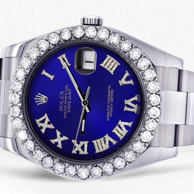Rolex Datejust II Watch | 41 MM | Custom Blue Roman Dial | Oyster Band