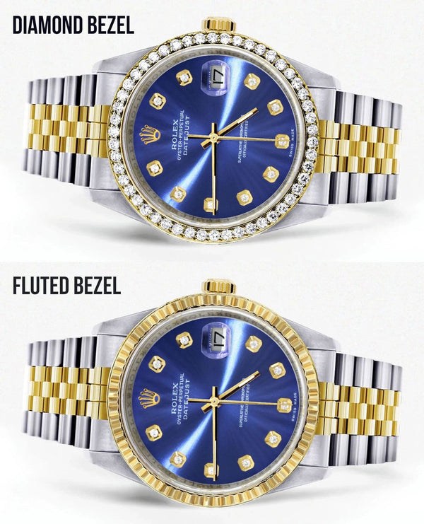Gold Rolex Datejust Watch 16233 Two Tone for Men | 36Mm | Blue Dial | Jubilee Band