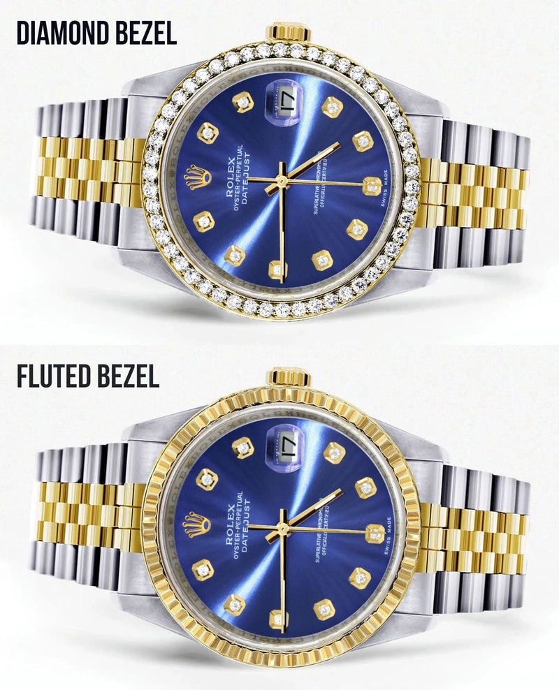 Gold Rolex Datejust Watch 16233 Two Tone for Men | 36Mm | Blue Dial | Jubilee Band
