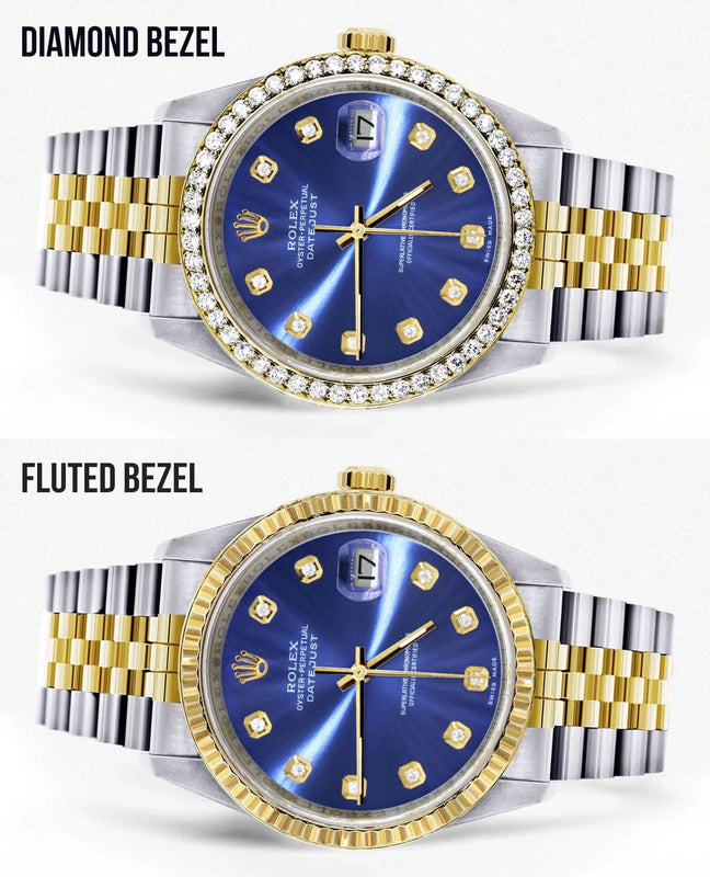 Gold Rolex Datejust Watch 16233 Two Tone for Men | 36Mm | Blue Dial | Jubilee Band
