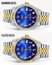 Gold & Steel Rolex Datejust Watch 16233 for Men  | 36Mm | Royal Blue Arabic Diamond Dial | Jubilee Band