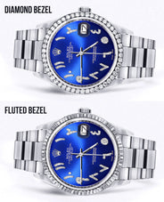 Diamond Mens  Rolex Datejust Watch 16200 | 36Mm | Royal Blue Arabic Diamond Dial | Oyster Band
