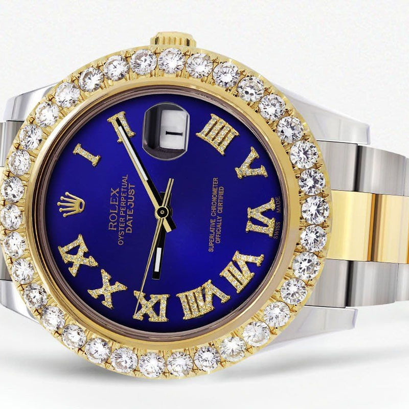 Rolex Datejust II Watch | 41 MM | 18K Yellow Gold & Stainless Steel | Custom Blue Roman Dial | Oyster Band