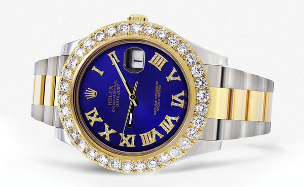 Rolex Datejust II Watch | 41 MM | 18K Yellow Gold & Stainless Steel | Custom Blue Roman Dial | Oyster Band